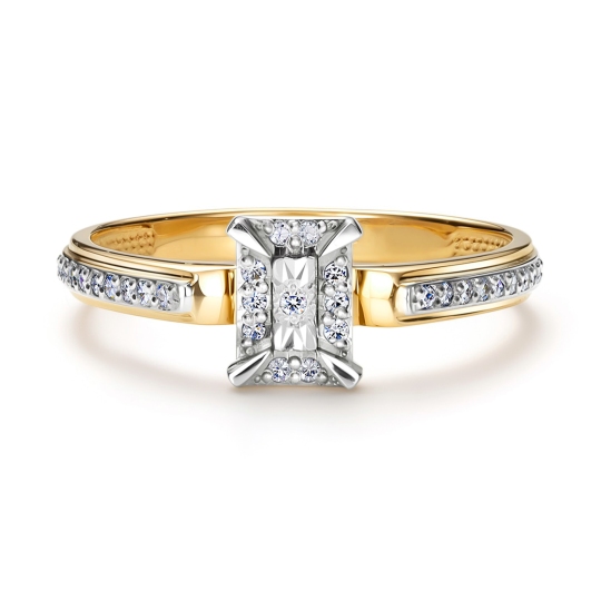 Кольцо из лимонного золота с бриллиантами