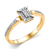 Кольцо из лимонного золота с бриллиантами