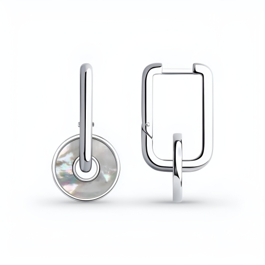 Серьги-трансформеры из серебра с перламутром