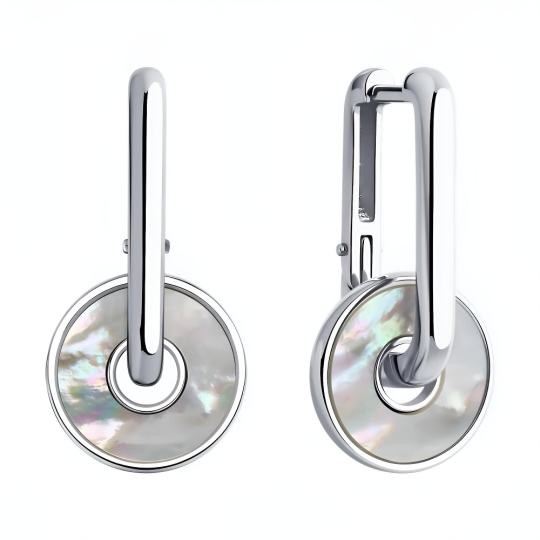 Серьги-трансформеры из серебра с перламутром