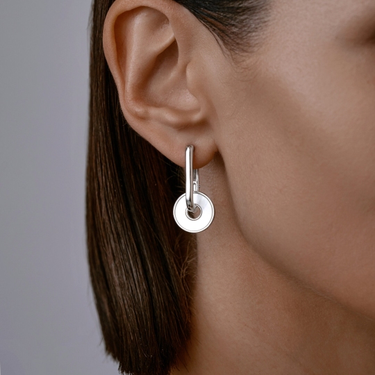 Серьги-трансформеры из серебра с перламутром