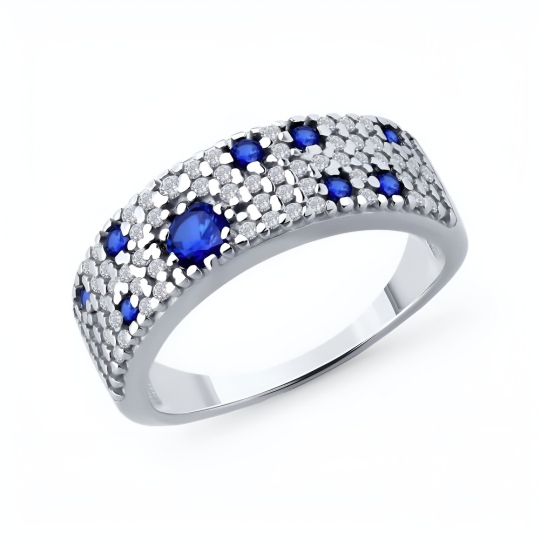 Кольцо из серебра с корундами и фианитами