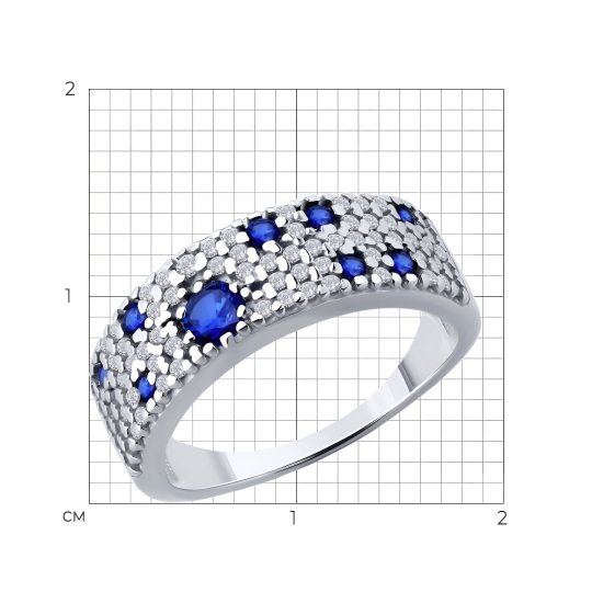 Кольцо из серебра с корундами и фианитами