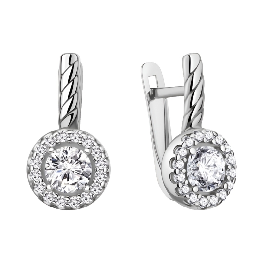 Серьги из серебра с фианитами