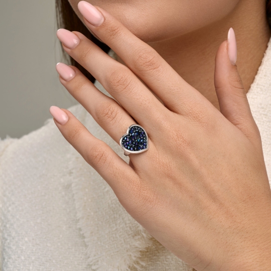 Кольцо из серебра с кристальной тканью