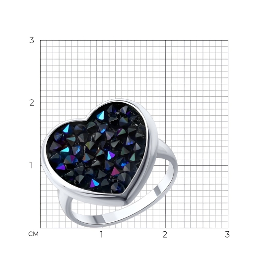 Кольцо из серебра с кристальной тканью