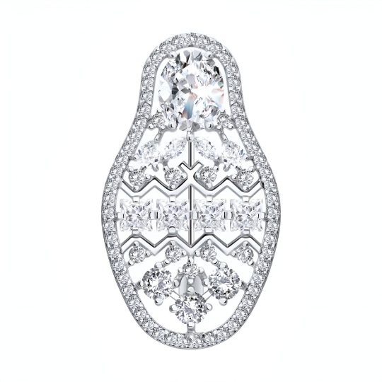 Брошь из серебра с фианитами