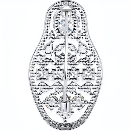 Брошь из серебра с фианитами