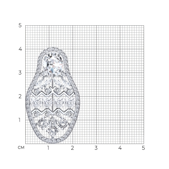 Брошь из серебра с фианитами