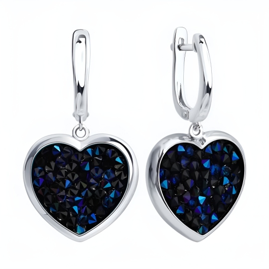 Серьги из серебра с кристальной тканью