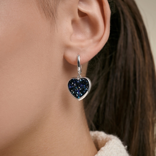 Серьги из серебра с кристальной тканью