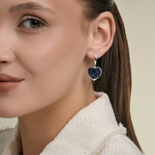 Серьги из серебра с кристальной тканью