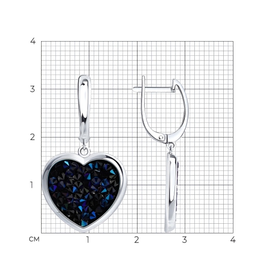 Серьги из серебра с кристальной тканью