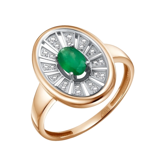 Кольцо из золота с бриллиантами и изумрудом