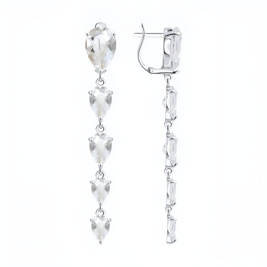 Серьги из серебра с горным хрусталем