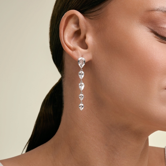 Серьги из серебра с горным хрусталем