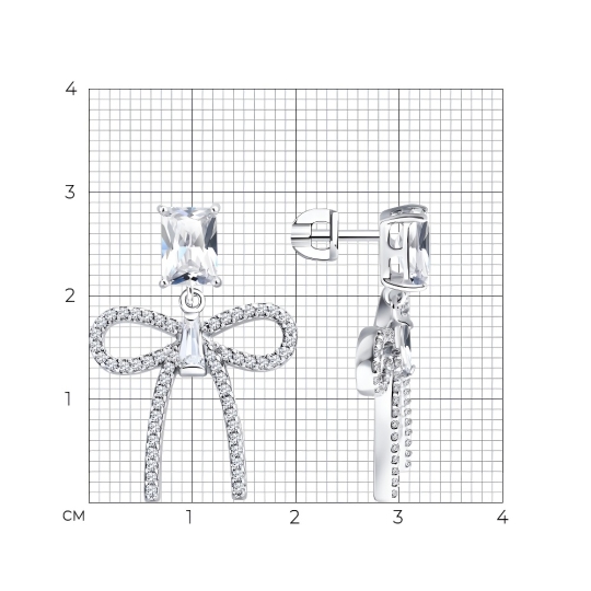 Серьги из серебра с горным хрусталем и фианитами