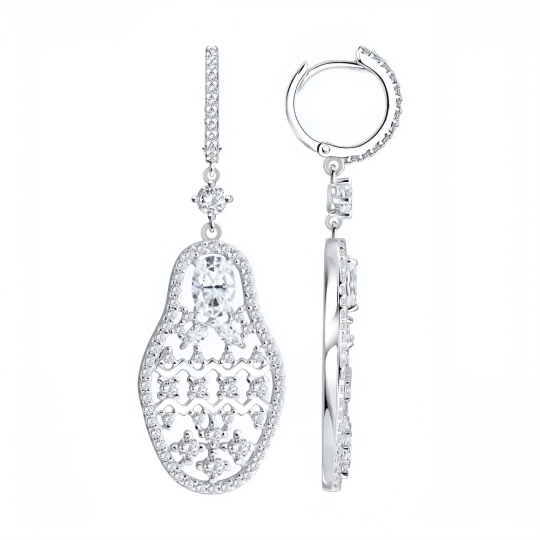 Серьги из серебра с фианитами