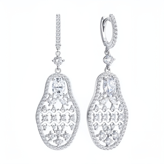 Серьги из серебра с фианитами