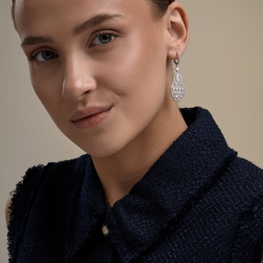 Серьги из серебра с фианитами