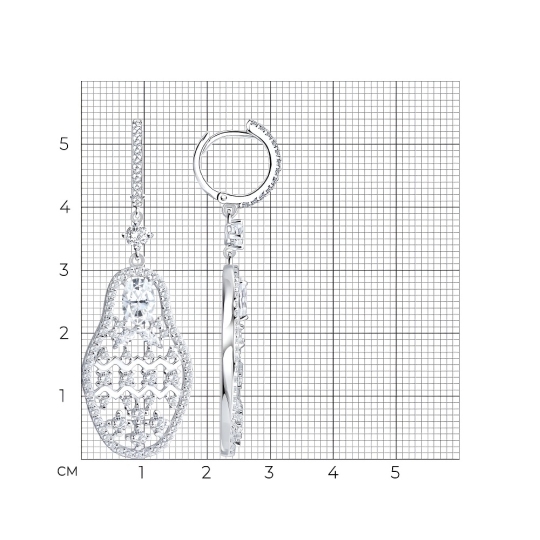 Серьги из серебра с фианитами