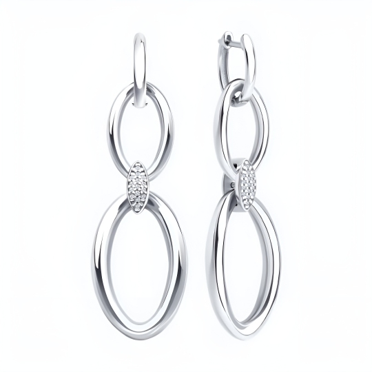 Серьги-трансформеры из серебра с фианитами