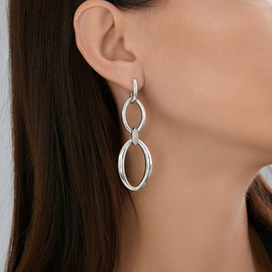 Серьги-трансформеры из серебра с фианитами