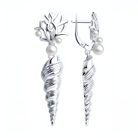 Серьги из серебра с жемчугом