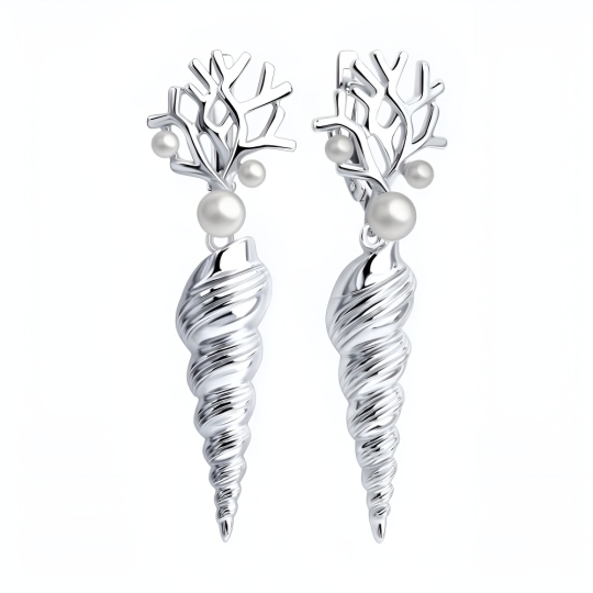 Серьги из серебра с жемчугом