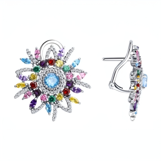 Серьги из серебра с фианитами