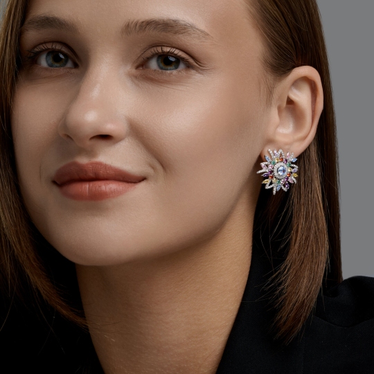 Серьги из серебра с фианитами