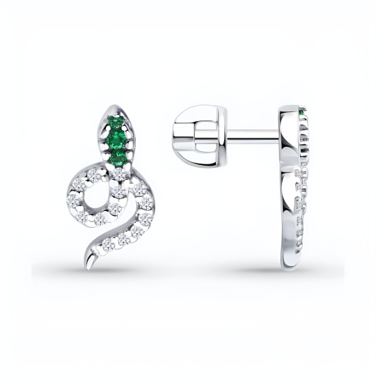 Серьги из серебра с фианитами