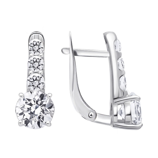 Серьги из серебра с фианитами