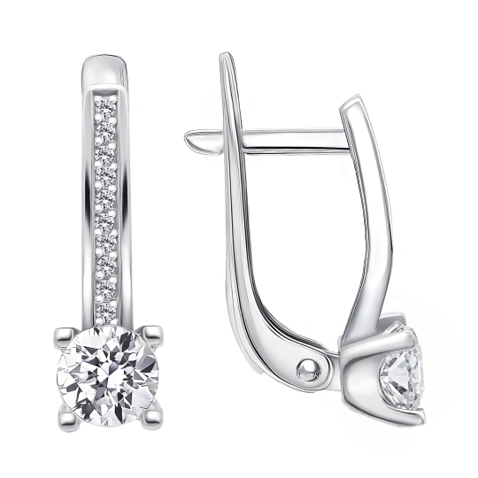 Серьги из серебра с фианитами