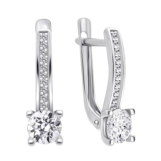 Серьги из серебра с фианитами