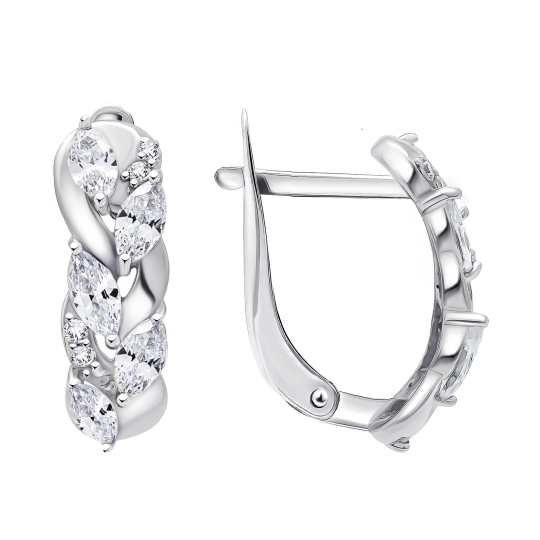 Серьги из серебра с фианитами