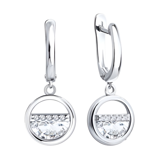 Серьги из серебра с фианитами