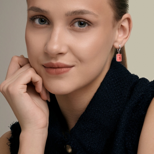 Серьги из серебра с кварцами и фианитами