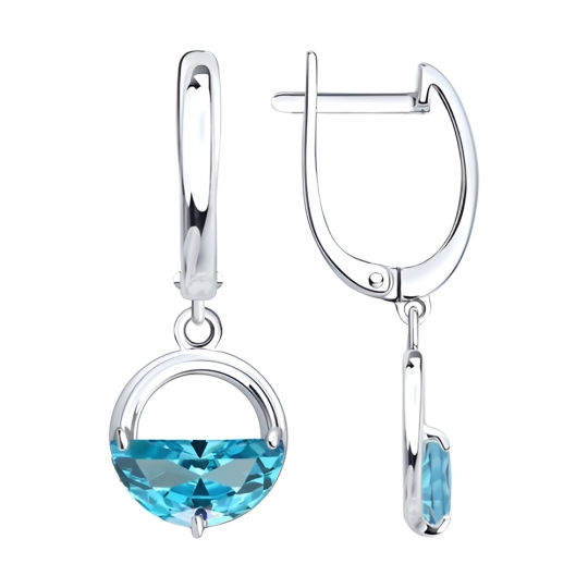 Серьги из серебра с фианитами