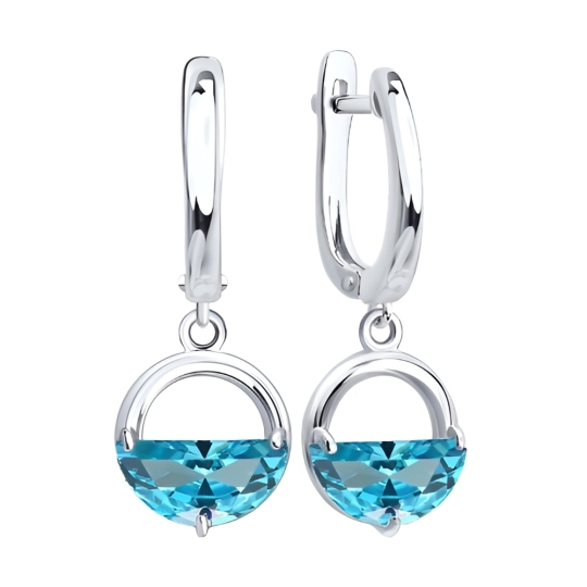 Серьги из серебра с фианитами