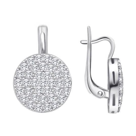 Серьги из серебра с фианитами