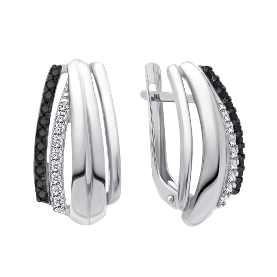 Серьги из серебра с фианитами