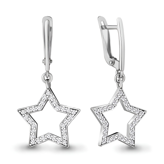Серьги из серебра с фианитами