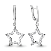Серьги из серебра с фианитами