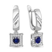 Серьги из серебра с ювелирными кристаллами и фианитами