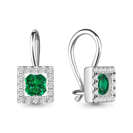 Серьги из серебра с ювелирными кристаллами и фианитами