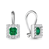 Серьги из серебра с ювелирными кристаллами и фианитами