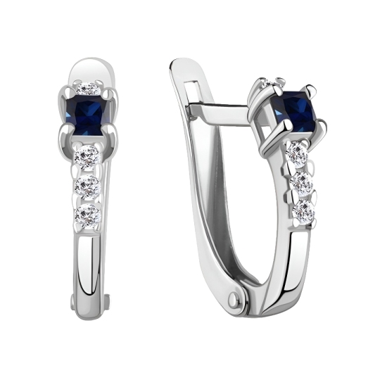 Серьги из серебра с ювелирными кристаллами и фианитами