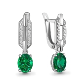 Серьги из серебра с ювелирными кристаллами и фианитами