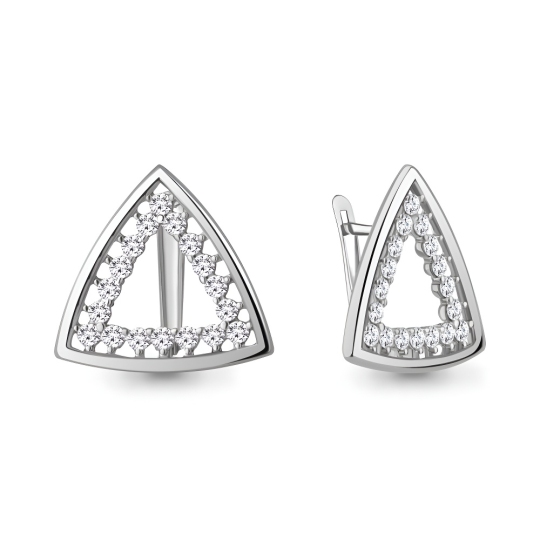 Серьги из серебра с фианитами